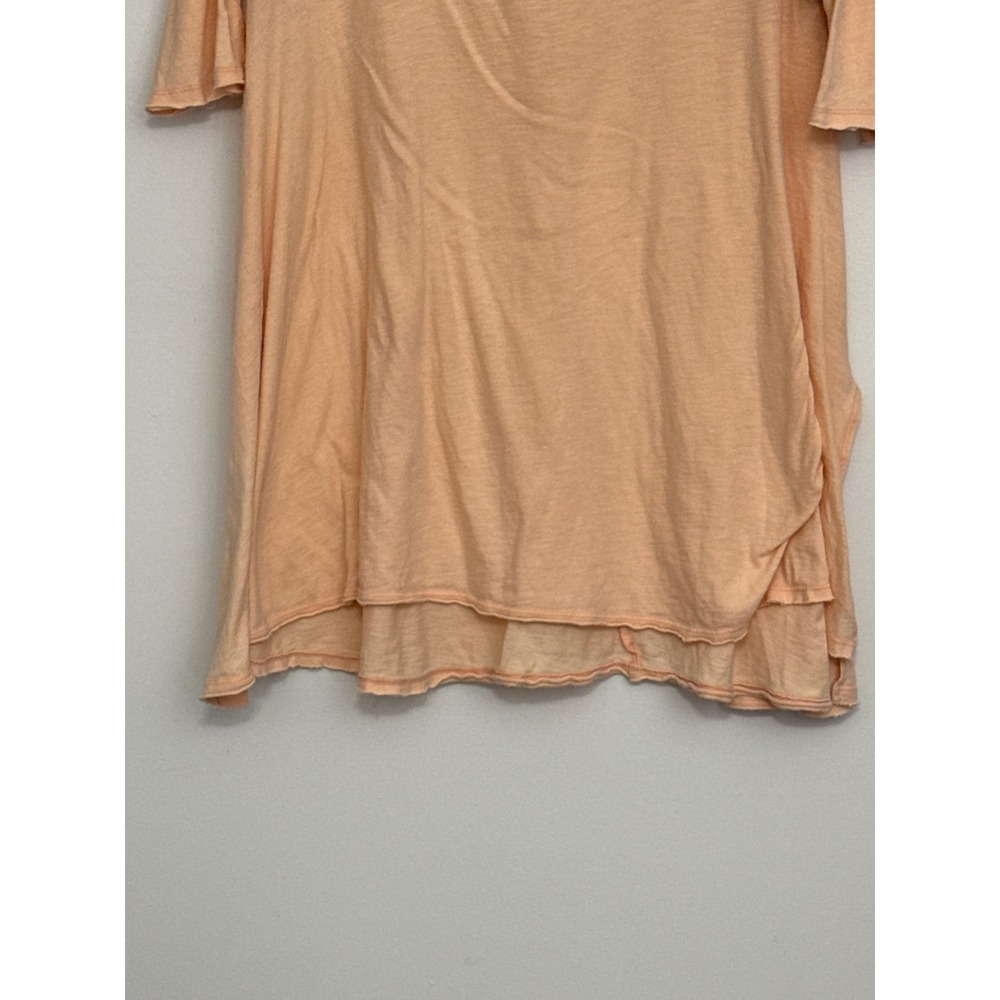We The Free Free People Peach Cotton Slub Scoop Neck Layered Hem Tee M - Picture 7 of 8